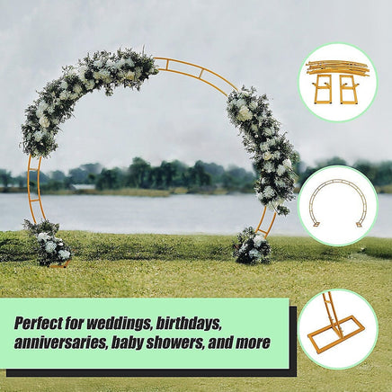 260cm Gold Metal Wedding Arch Round Balloon Birthday Party Home & Garden Kings Warehouse 