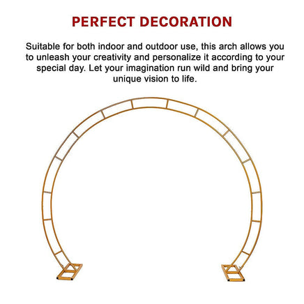 260cm Gold Metal Wedding Arch Round Balloon Birthday Party Home & Garden Kings Warehouse 