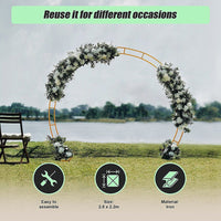 260cm Gold Metal Wedding Arch Round Balloon Birthday Party Home & Garden Kings Warehouse 