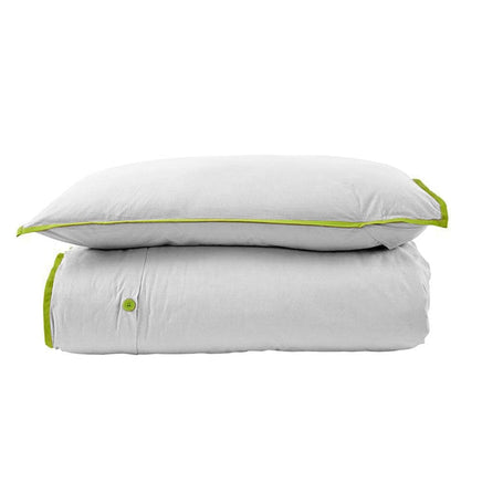 260TC 100% Cotton Quilt Cover Set Single White Green Home & Garden Kings Warehouse 