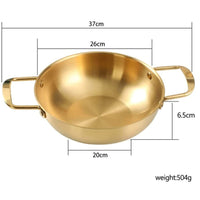 26cm Gold Seafood Paella Pan with Riveted Chrome Plated Handles Dishwasher Safe Kings Warehouse 