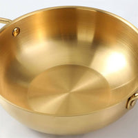 26cm Gold Seafood Paella Pan with Riveted Chrome Plated Handles Dishwasher Safe Kings Warehouse 