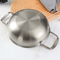 26cm seafood Silver Paella Pan with Riveted Chrome Plated Handles Dishwasher Safe Kings Warehouse 