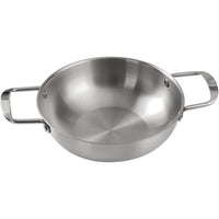 26cm seafood Silver Paella Pan with Riveted Chrome Plated Handles Dishwasher Safe Kings Warehouse 