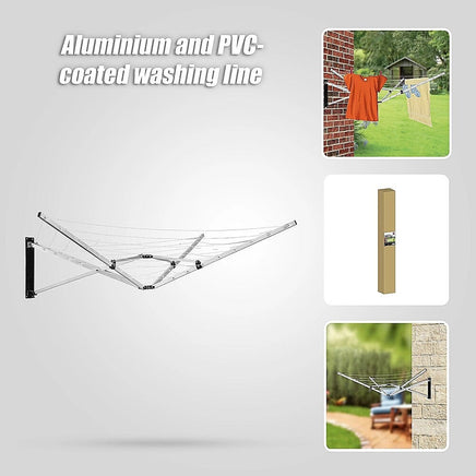 26m 5 Arm Wall Hang Mountable Clothes Airer Dryer Washing Line Bathroom Kitchen Home & Garden Kings Warehouse 