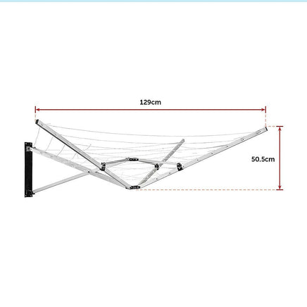 26m 5 Arm Wall Hang Mountable Clothes Airer Dryer Washing Line Bathroom Kitchen Home & Garden Kings Warehouse 