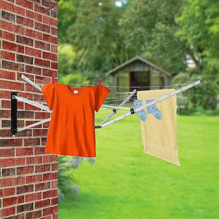 26m 5 Arm Wall Hang Mountable Clothes Airer Dryer Washing Line Bathroom Kitchen Home & Garden Kings Warehouse 
