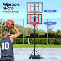 2.6M Basketball Hoop Stand System Portable Kid Sports & Fitness Kings Warehouse 