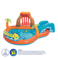 2.7m x 1m Inflatable Lava Lagoon Water Fun Park Pool With Slide 208L Kings Warehouse 