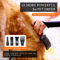2800W Dog Dryer High Velocity Pet Dog Pet Blow Dryer Adjustable Speed 4 Nozzles Kings Warehouse 