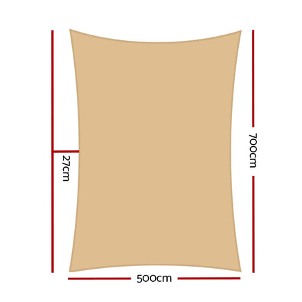 280gsm 5x7m Sun Shade Sail Canopy Rectangle End of Season Clearance Kings Warehouse 
