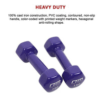 2kg Dumbbells Pair PVC Hand Weights Rubber Coated Sports & Fitness Kings Warehouse 