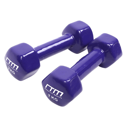 2kg Dumbbells Pair PVC Hand Weights Rubber Coated Sports & Fitness Kings Warehouse 