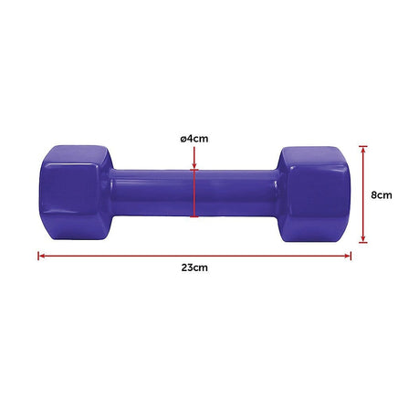 2kg Dumbbells Pair PVC Hand Weights Rubber Coated Sports & Fitness Kings Warehouse 