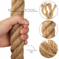 2m Sisal 40mm Rope Natural Twine Cord Thick Jute Hemp Manila Crafting Home Decor Kings Warehouse 