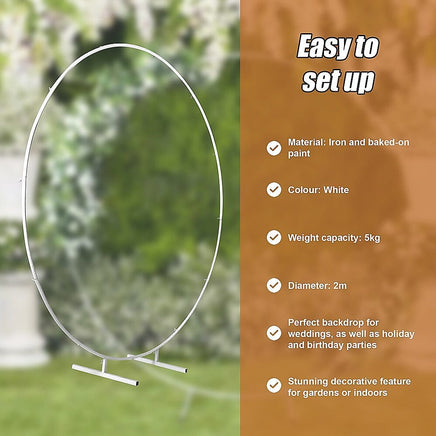 2M Wedding Hoop Round Circle Arch Backdrop Flower Display Stand Frame Background Home & Garden KingsWarehouse 