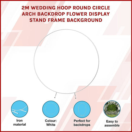 2M Wedding Hoop Round Circle Arch Backdrop Flower Display Stand Frame Background Home & Garden KingsWarehouse 