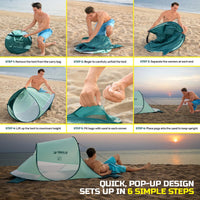 2m x 1.2m Beach Tent 2 Person UV Protected Pegs & Carry Bag Included Kings Warehouse 