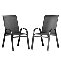 2PC Outdoor Dining Chairs Stackable Lounge Chair Patio Furniture Black