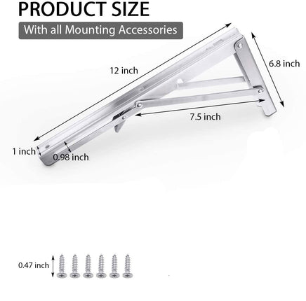 2PCS 12inch Steel Wall Mounted Folding Triangle Angle Shelf Support Bracket Rack Kings Warehouse 