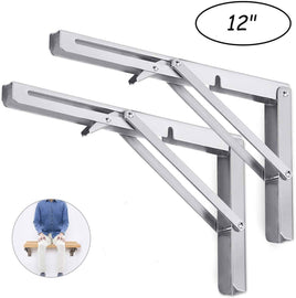 2PCS 12inch Steel Wall Mounted Folding Triangle Angle Shelf Support Bracket Rack Kings Warehouse 