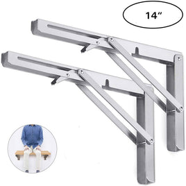 2PCS 14inch Steel Wall Mounted Folding Triangle Angle Shelf Support Bracket Rack Kings Warehouse 