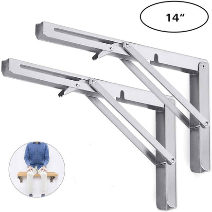 2PCS 14inch Steel Wall Mounted Folding Triangle Angle Shelf Support Bracket Rack Kings Warehouse 