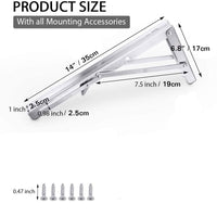 2PCS 14inch Steel Wall Mounted Folding Triangle Angle Shelf Support Bracket Rack Kings Warehouse 