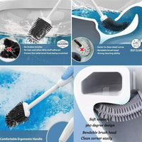 2PCS Bathroom Silicone Bristles Toilet Brush with Holder Creative Cleaning Brush Kings Warehouse 