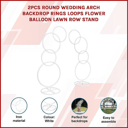 2pcs Round Wedding Arch Backdrop Rings Loops Flower Balloon Lawn Row Stand Home & Garden Kings Warehouse 