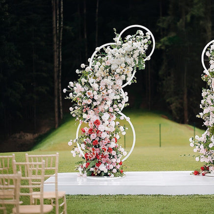 2pcs Round Wedding Arch Backdrop Rings Loops Flower Balloon Lawn Row Stand Home & Garden Kings Warehouse 