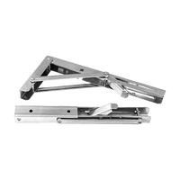 2x 10" Stainless Steel Folding Table Bracket Shelf Bench 50kg Load Heavy Duty Furniture Kings Warehouse 