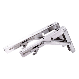 2x 10" Stainless Steel Folding Table Bracket Shelf Bench 50kg Load Heavy Duty Furniture Kings Warehouse 