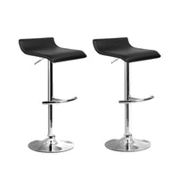 2x Bar Stools Adjustable Gas Lift Chairs Black Furniture Kings Warehouse 