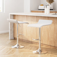 2x Bar Stools Adjustable Gas Lift Chairs White Furniture Kings Warehouse 