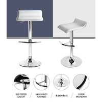 2x Bar Stools Adjustable Gas Lift Chairs White Furniture Kings Warehouse 