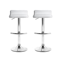 2x Bar Stools Adjustable Gas Lift Chairs White Furniture Kings Warehouse 