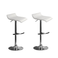 2x Bar Stools Adjustable Gas Lift Chairs White Furniture Kings Warehouse 