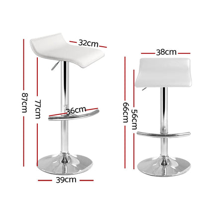 2x Bar Stools Adjustable Gas Lift Chairs White Furniture Kings Warehouse 