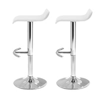 2x Bar Stools Adjustable Gas Lift Chairs White Furniture Kings Warehouse 