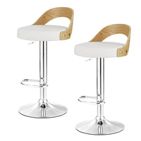 2x Bar Stools Adjustable Leather Padded White Furniture Kings Warehouse 