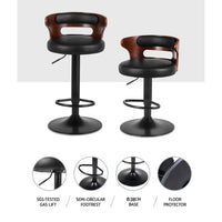 2x Bar Stools Gas Lift Faux Leather Furniture Kings Warehouse 