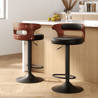 2x Bar Stools Gas Lift Faux Leather Furniture Kings Warehouse 