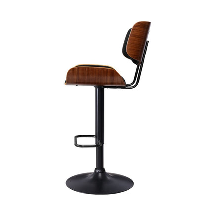 2x Bar Stools Gas Lift Leather All Black Furniture Kings Warehouse 