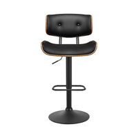 2x Bar Stools Gas Lift Leather All Black Furniture Kings Warehouse 