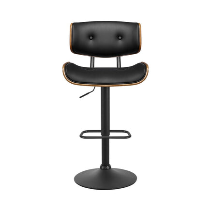 2x Bar Stools Gas Lift Leather All Black Furniture Kings Warehouse 