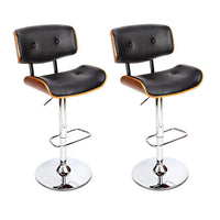 2x Bar Stools Gas Lift Leather Black Furniture Kings Warehouse 