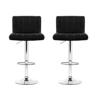 2x Bar Stools Gas Lift Leather Chairs Black Furniture Kings Warehouse 