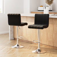 2x Bar Stools Gas Lift Leather Chairs Black Furniture Kings Warehouse 