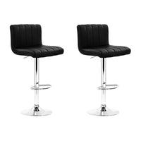 2x Bar Stools Gas Lift Leather Chairs Black Furniture Kings Warehouse 